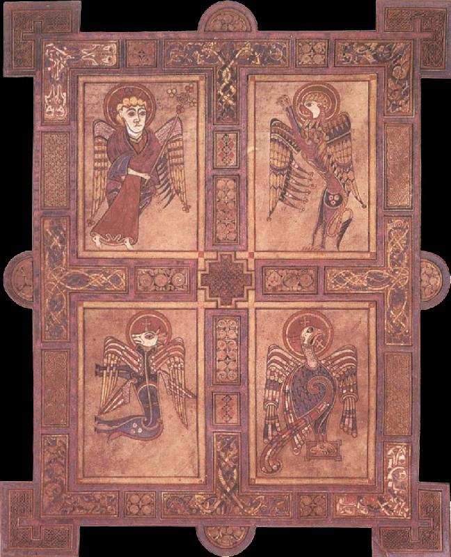 unknow artist Evangelistsymbolerna from the Book of Kells Sweden oil painting art